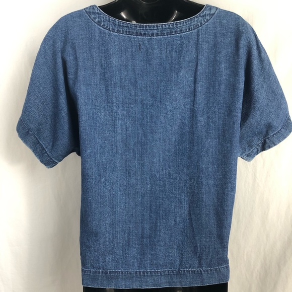 Madewell chambray lace front short sleeve top - Picture 5 of 7